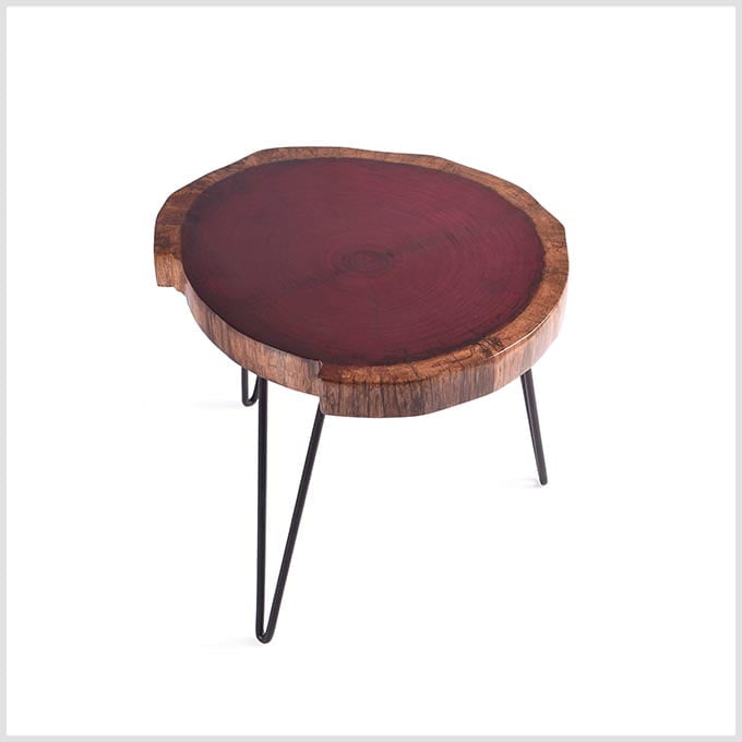 Live Edge Solid Wood Saka Diorama Table – Purple Heart Wood Design - Image 2