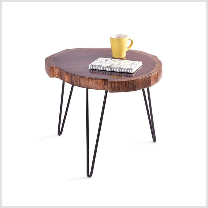 Live Edge Solid Wood Saka Diorama Table – Purple Heart Wood Design