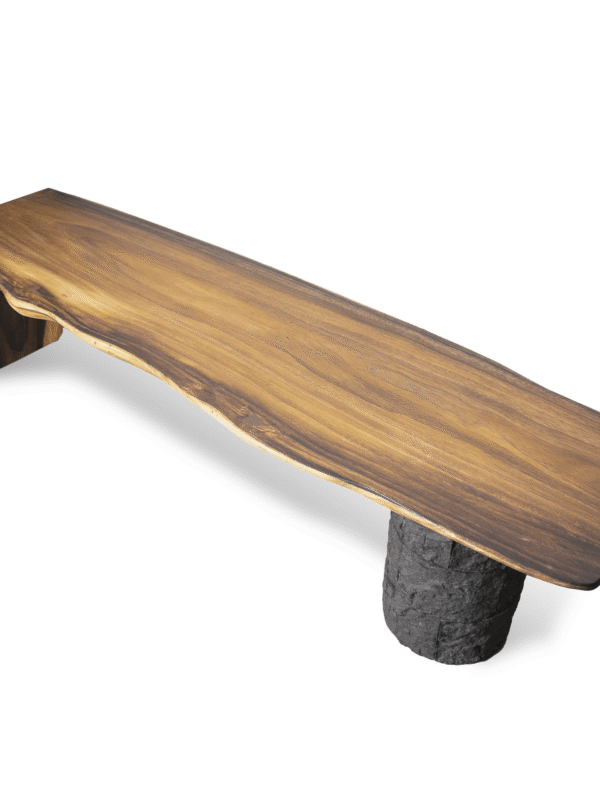 Live Edge Wooden Stony Pillar Bench