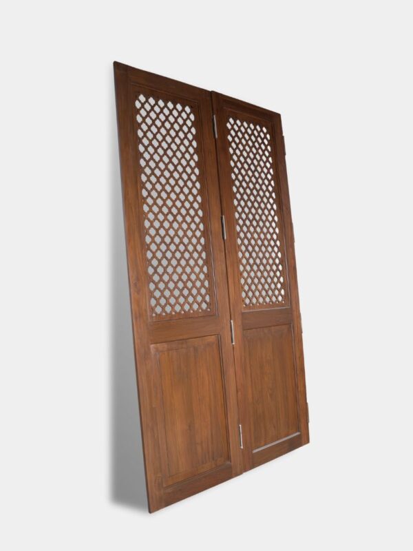 Custom Made Solid Wood Temple Door with Handcrafted Jali Work