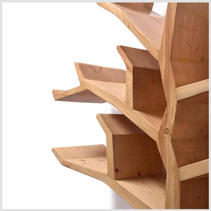 Solid Wood Tree Book Shelf – Handcrafted Pine Wooden Library Design - Image 5