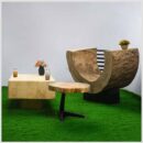 Natural Hollow Wood U Lounge Chair