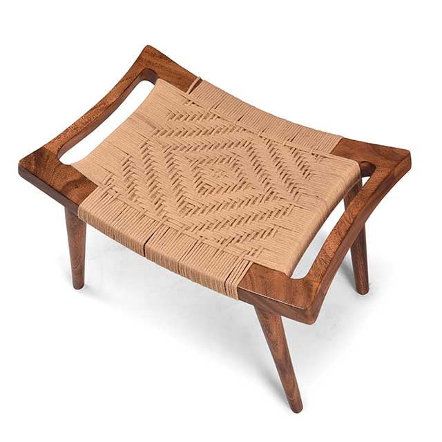 Custom Made Solid Wooden Jute Stool – Handcrafted Comfort - Image 2