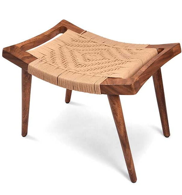Custom Made Solid Wooden Jute Stool – Handcrafted Comfort