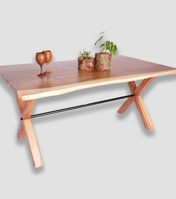 Live Edge X Leg Dining Table