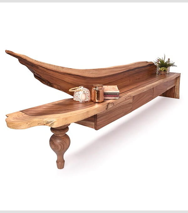 Custom Made Live Edge TV Unit – Natural Finish