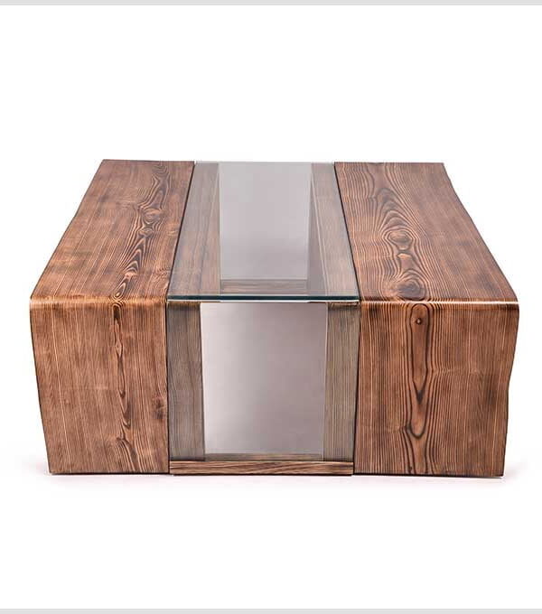 Solid Wooden Bent Benched Coffee Table