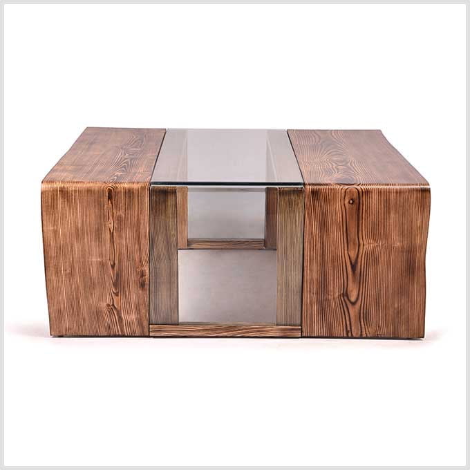 Solid Wooden Bent Benched Coffee Table - Image 4