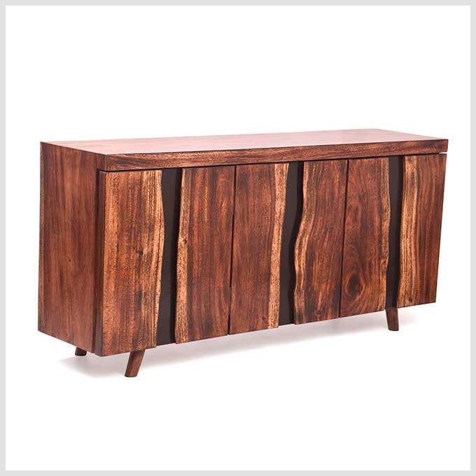 Epoxy Resin Black River Cabinet– Charcoaled East Indian Walnut