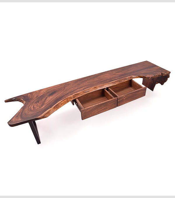 Custom Made Live Edge TV Unit – Solid Wood Burly Design