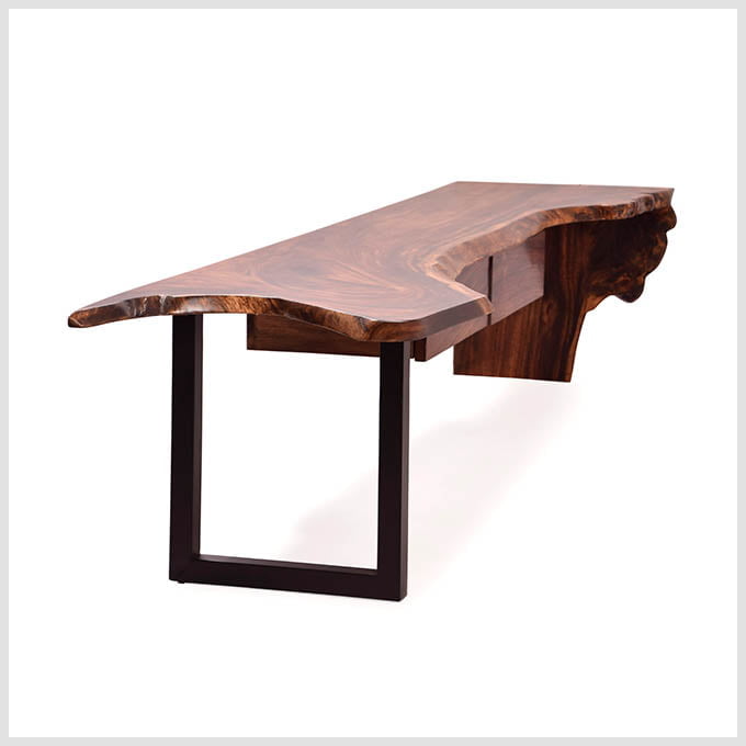 Custom Made Live Edge TV Unit – Solid Wood Burly Design - Image 2
