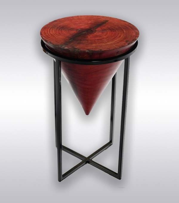 Solid Wooden Inverse Cone Bar Stool – Purpleheart Elegance