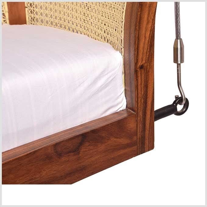 Wooden Curve Swing Jhula with Cane Woven Backrest - Image 4