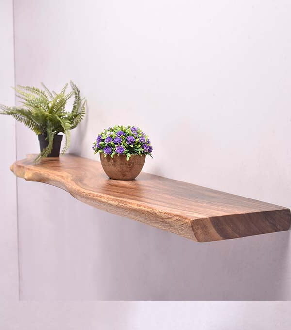 Live Edge Flying Shelf – Wall Mounted East Indian Walnut Design