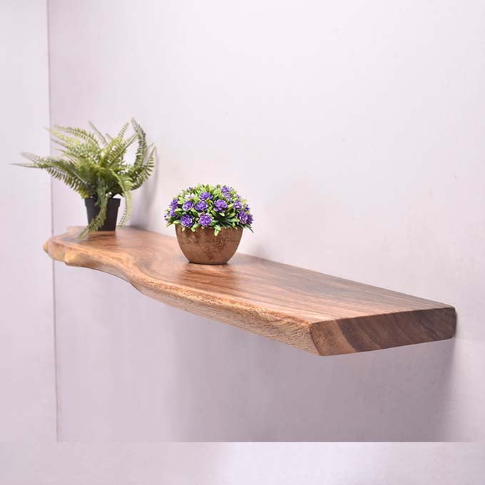 Live Edge Flying Shelf – Wall Mounted East Indian Walnut Design