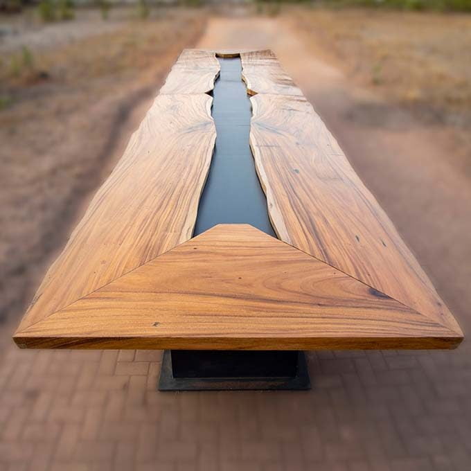 Epoxy Resin 24×6 Conference Table - Live Edge Wood - Image 3
