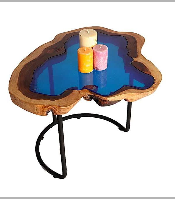 Epoxy Resin Oceanic Coffee Table - Live Edge Wood