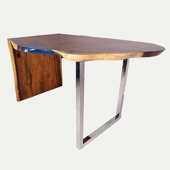 Epoxy Resin Ocean Bar Table - Live Edge Wood - Image 2