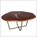 Epoxy Resin Glass and Wood Centre Table - Live Edge Wood