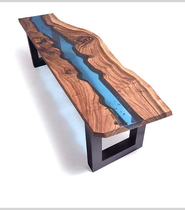 Epoxy Resin River Bench Live Edge Wood