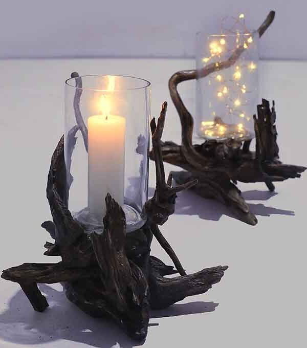 Custom Made Live Edge Candle Stand Driftwood Decor