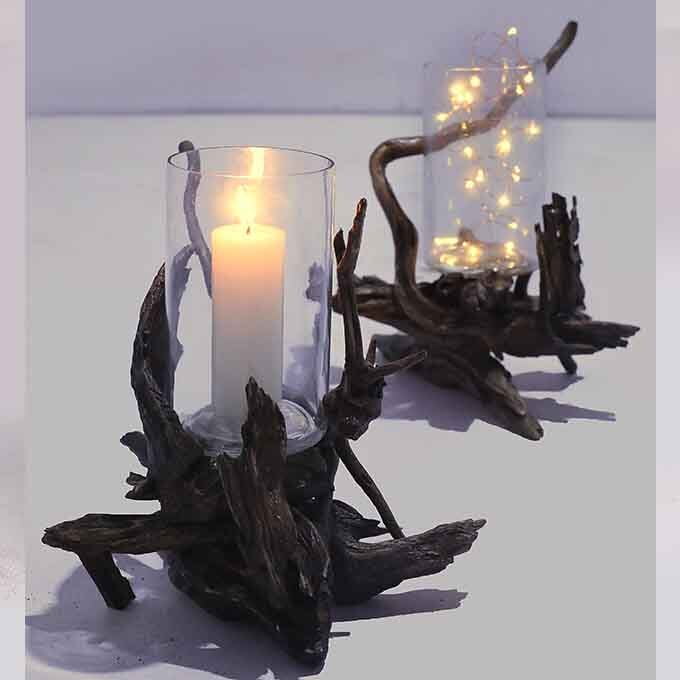 Custom Made Live Edge Candle Stand Driftwood Decor