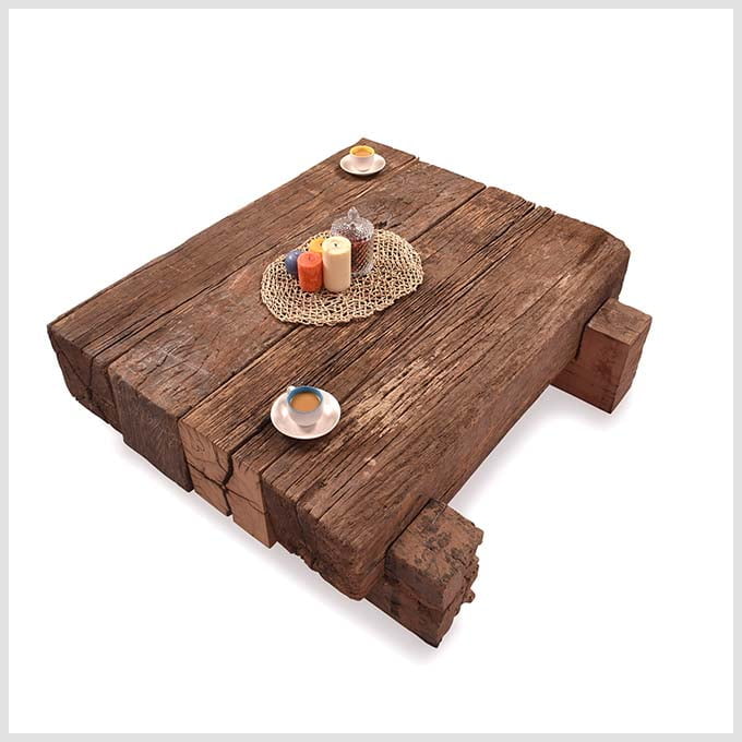 Rustic Railway Wood Coffee Table - Image 3