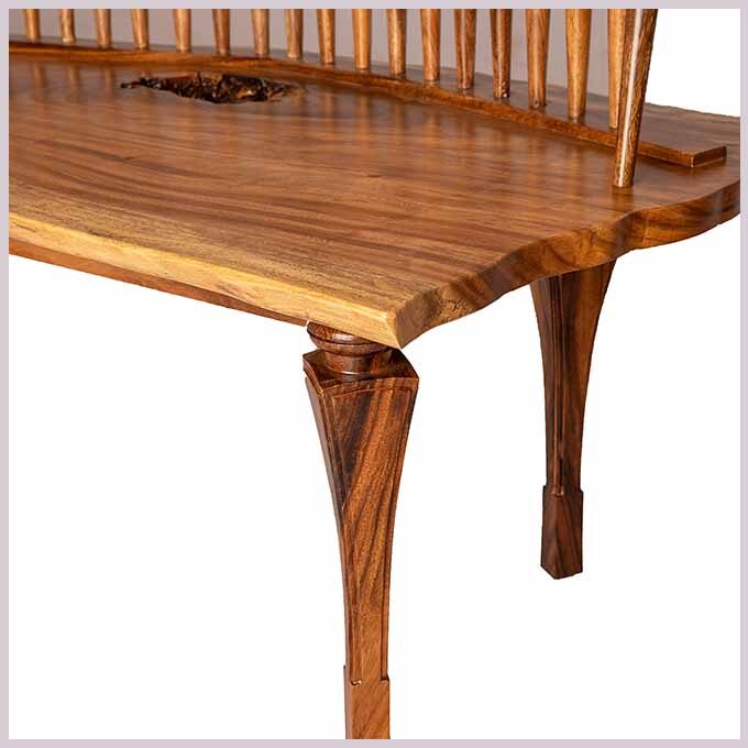 Live Edge Spiral Leg Park Bench - Image 4