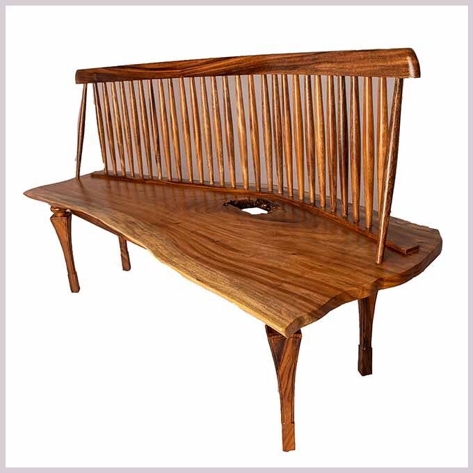 Live Edge Spiral Leg Park Bench - Image 3