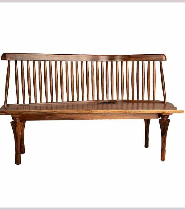 Live Edge Spiral Leg Park Bench