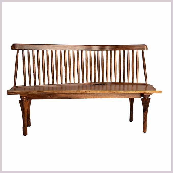 Live Edge Spiral Leg Park Bench