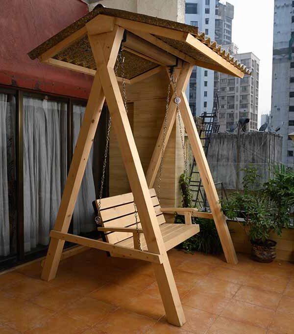 Solid Spruce Wood Outdoor Stand Swing Jhula