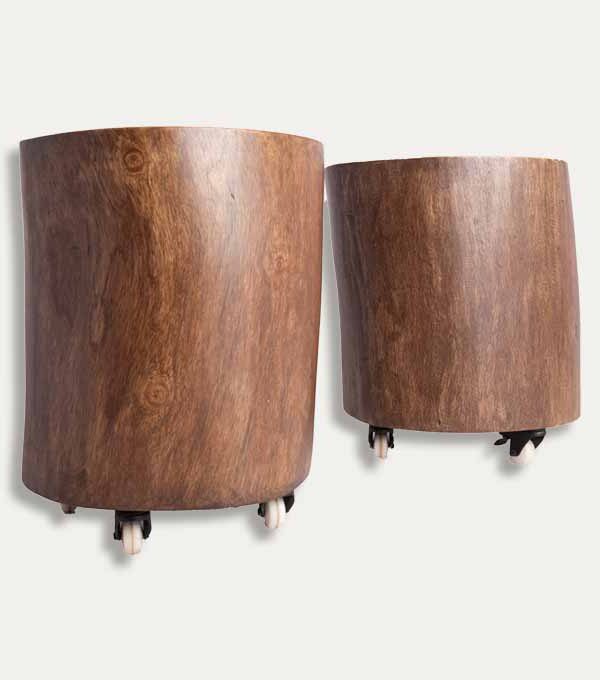 Live Edge Stump Table with Wheels – East Indian Walnut