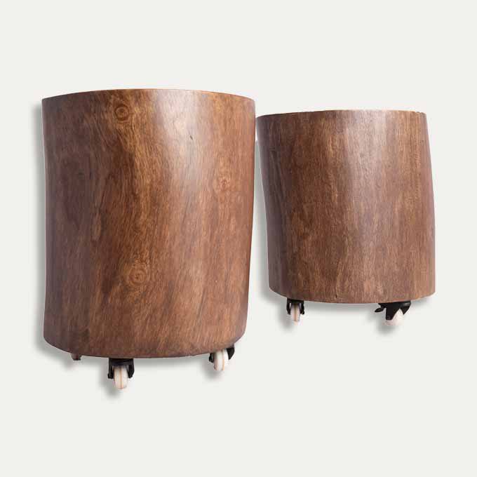 Live Edge Stump Table with Wheels – East Indian Walnut