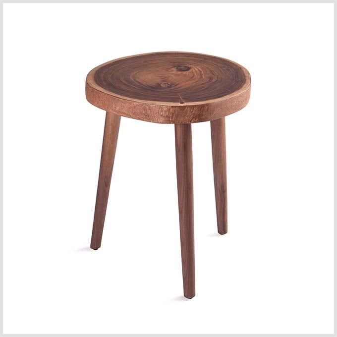 Solid Wooden TriPod Side Table – Walnut Finish - Image 5