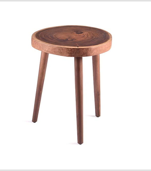 Solid Wooden TriPod Side Table – Walnut Finish