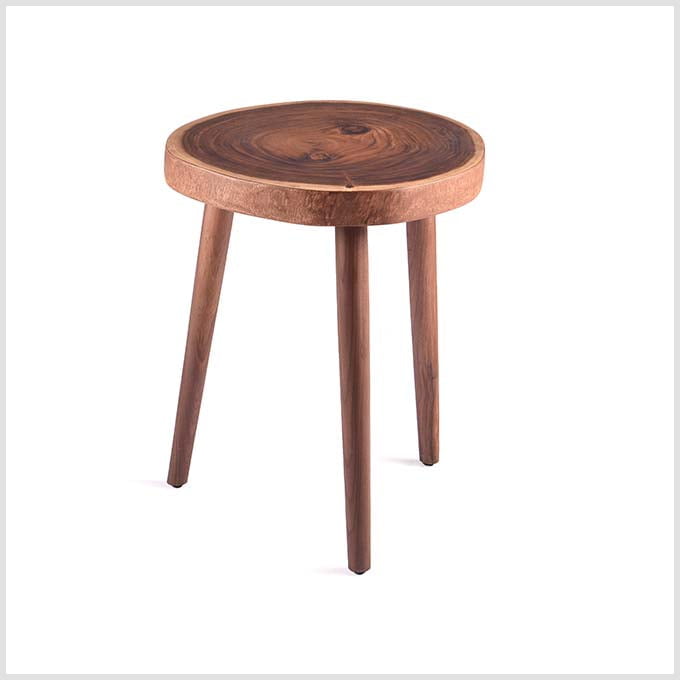 Solid Wooden TriPod Side Table – Walnut Finish