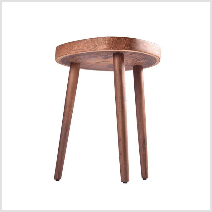 Solid Wooden TriPod Side Table – Walnut Finish - Image 3