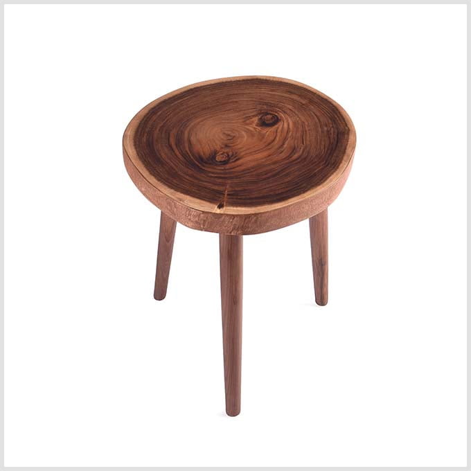Solid Wooden TriPod Side Table – Walnut Finish - Image 2