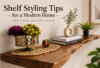 Shelf Styling Tips for a Modern Home using handcrafted solid wood shelves by Wootique