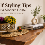 Shelf Styling Tips for a Modern Home using handcrafted solid wood shelves by Wootique