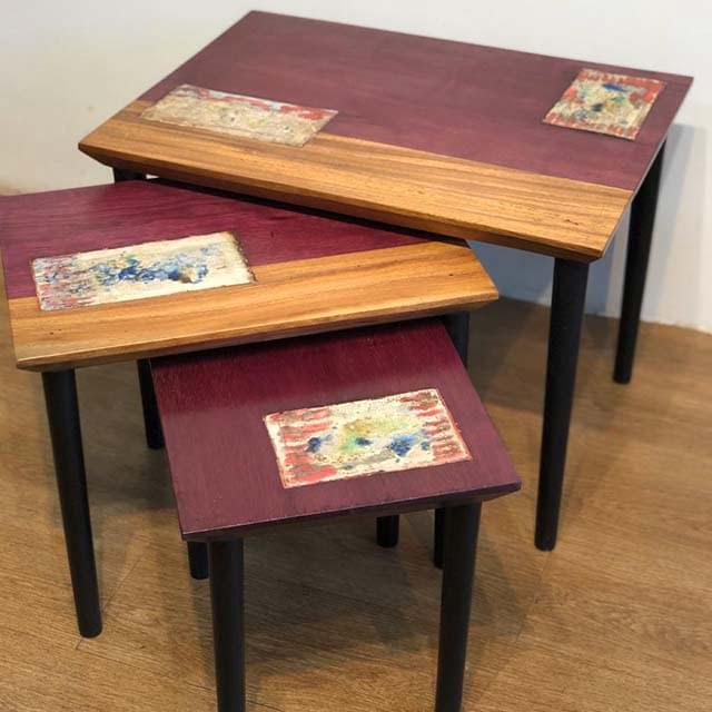 Solid Wooden Purple In My Heart Nesting Table