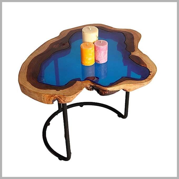 Epoxy Resin Oceanic Coffee Table - Live Edge Wood